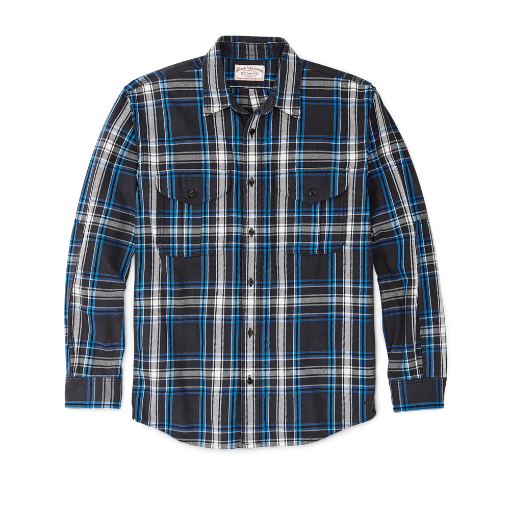 Front-facing image of the Filson Vintage Wash Alaskan Guide Shirt - Faded Black / Cobalt