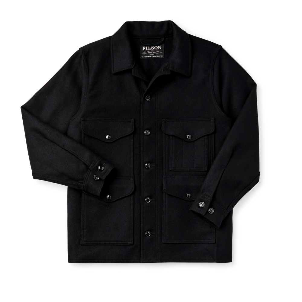 Front-facing image of the Filson Mackinaw Wool Cruiser Jacket - Extra Long - Dark Navy