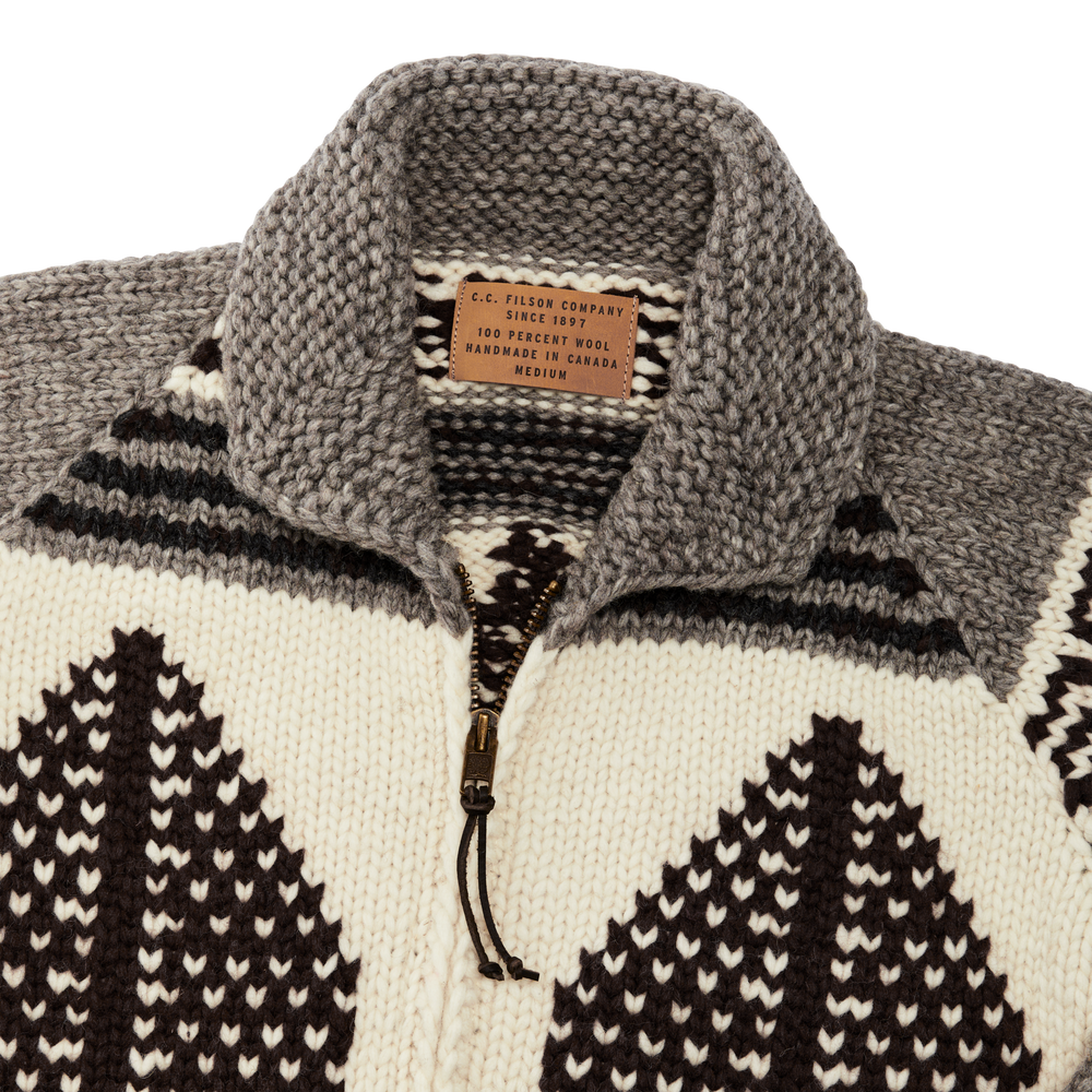 Alternate view of the Filson Handmade Full-zip Sweater - Natural / Grizzly Bear