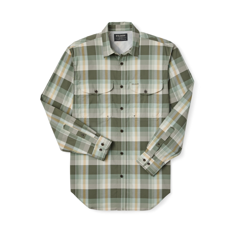 Twin Lakes Sport Shirt - Olive / White / Gold