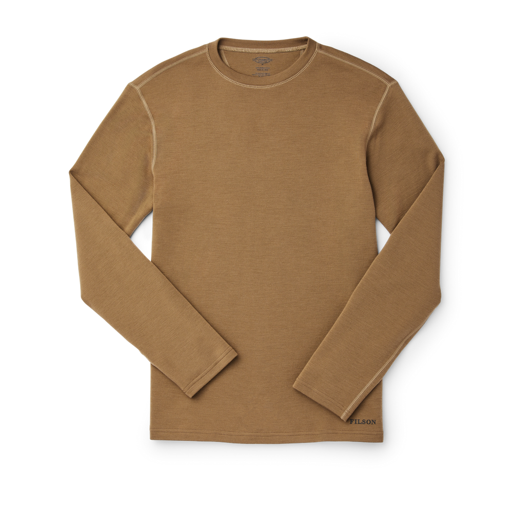 Front-facing image of the Filson 280g Merino Wool Crewneck - Rugged Tan