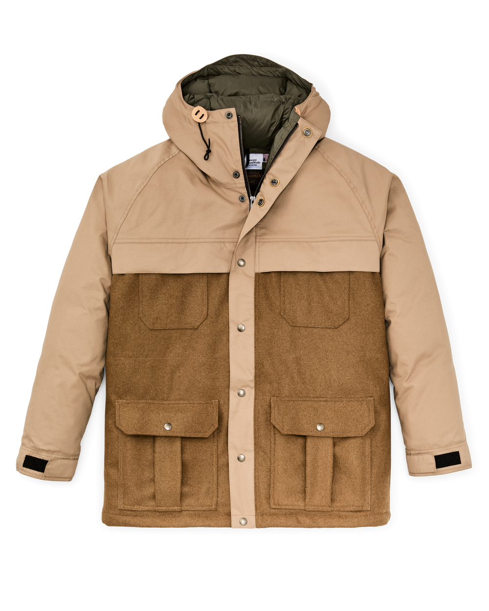 Front-facing image of the Filson Filson X Crescent Down Works Parka - Dark Tan / Tan