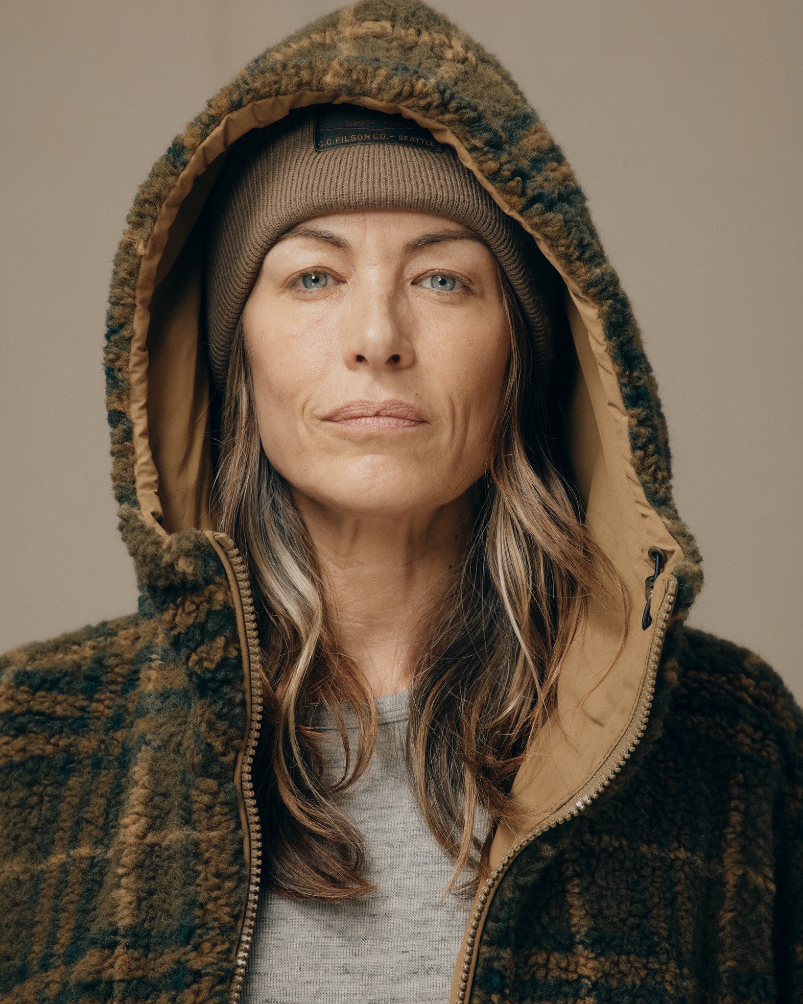Women's Reversible Woolly Fleece Coat - Tan | Filson