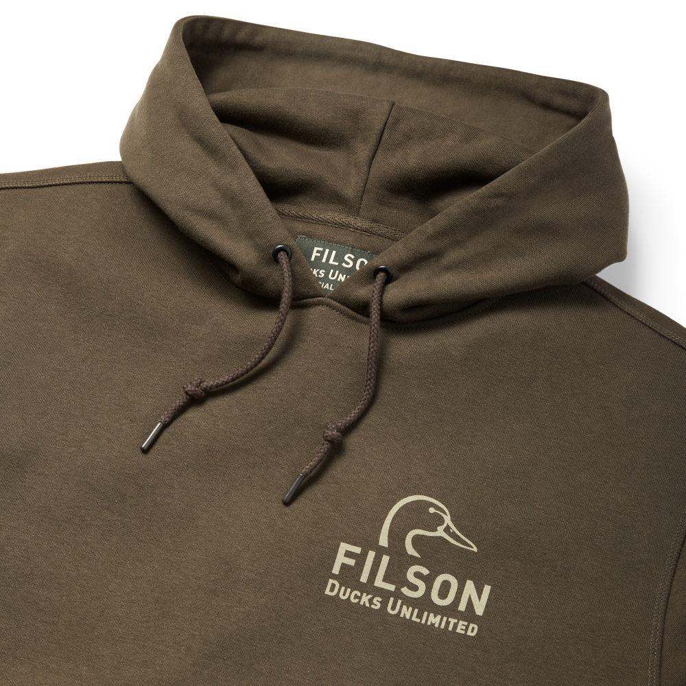 Alternate view of the Filson Ducks Unlimited Prospector Graphic Hoodie - Root / Du Shield
