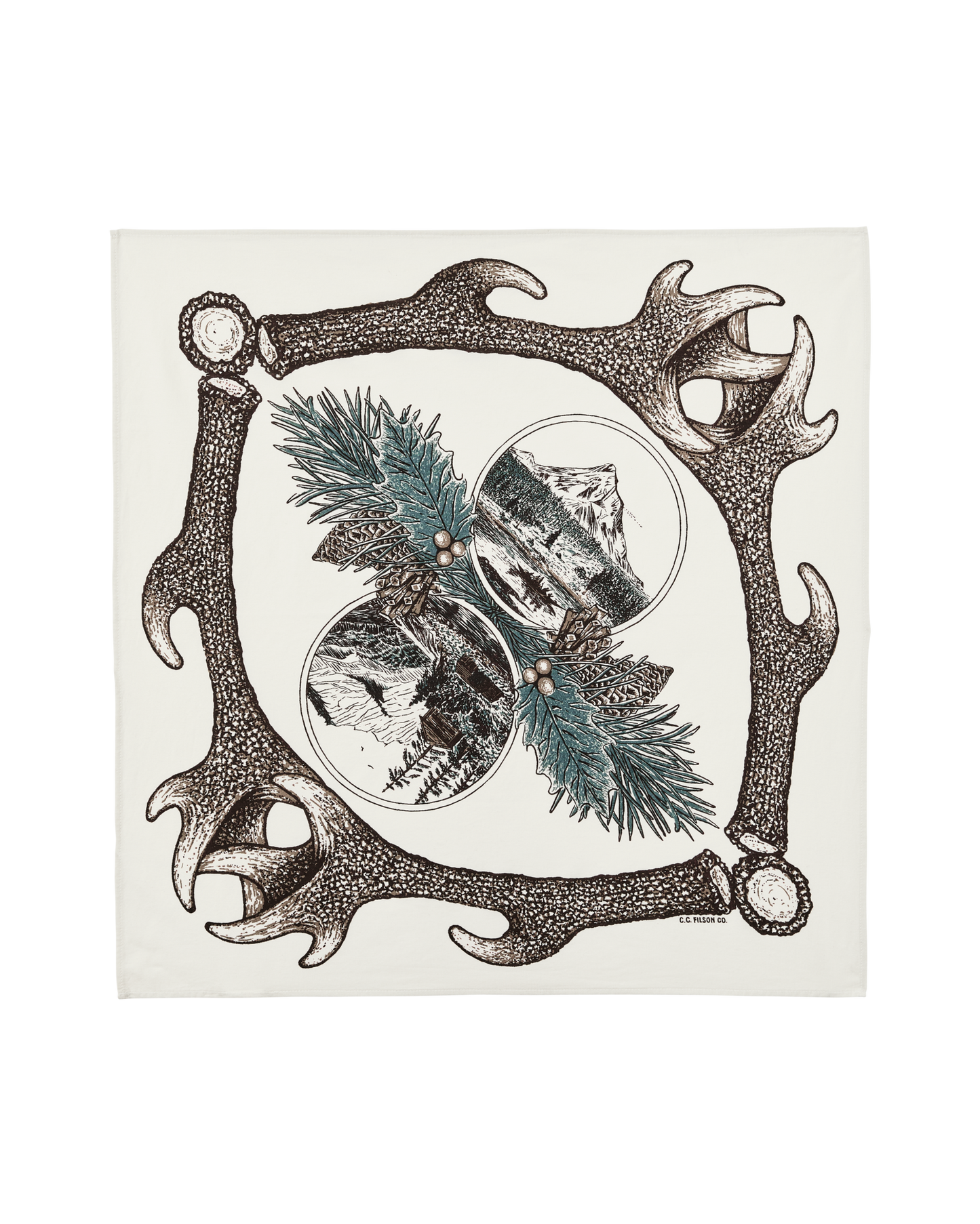 Front-facing image of the Filson Shed Bandana - Khaki