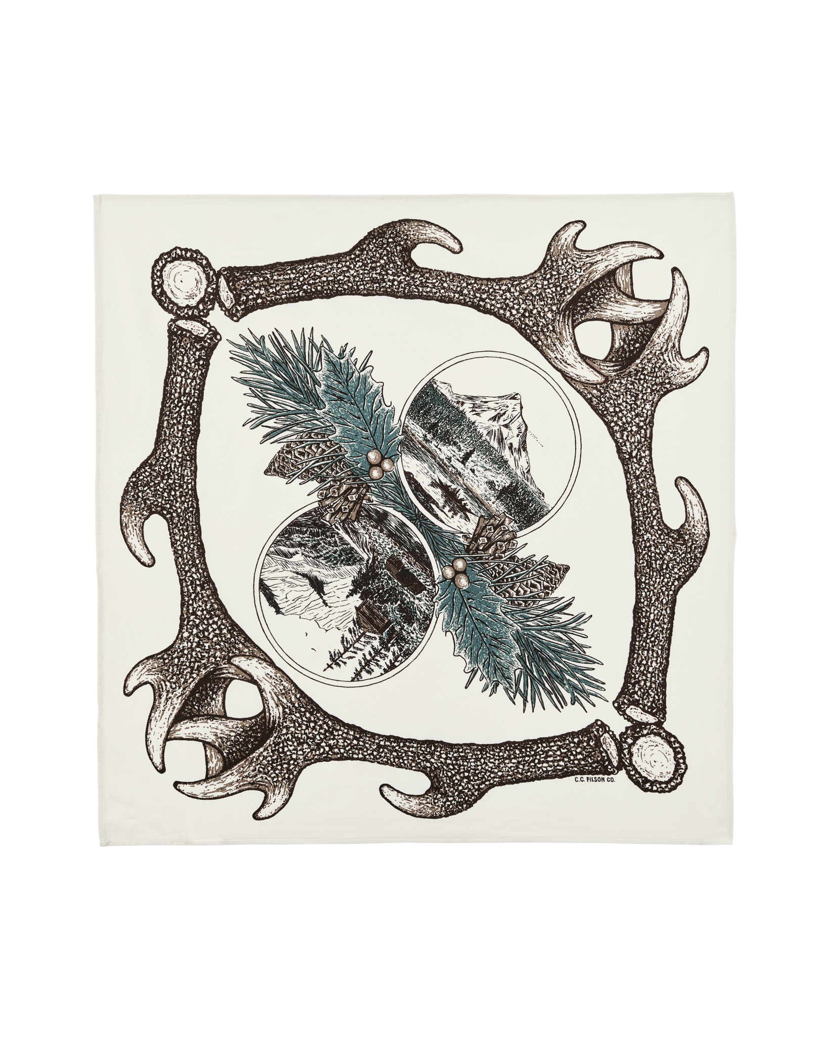 Front-facing image of the Filson Shed Bandana - Khaki