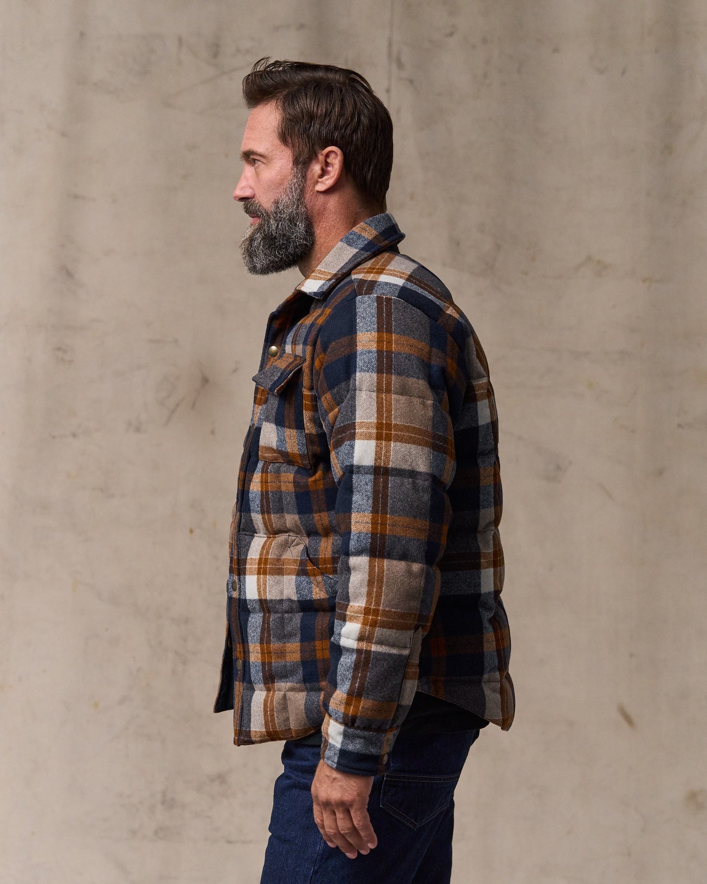 Filson X Crescent Down Works Jacket - Navy / Bronze Plaid