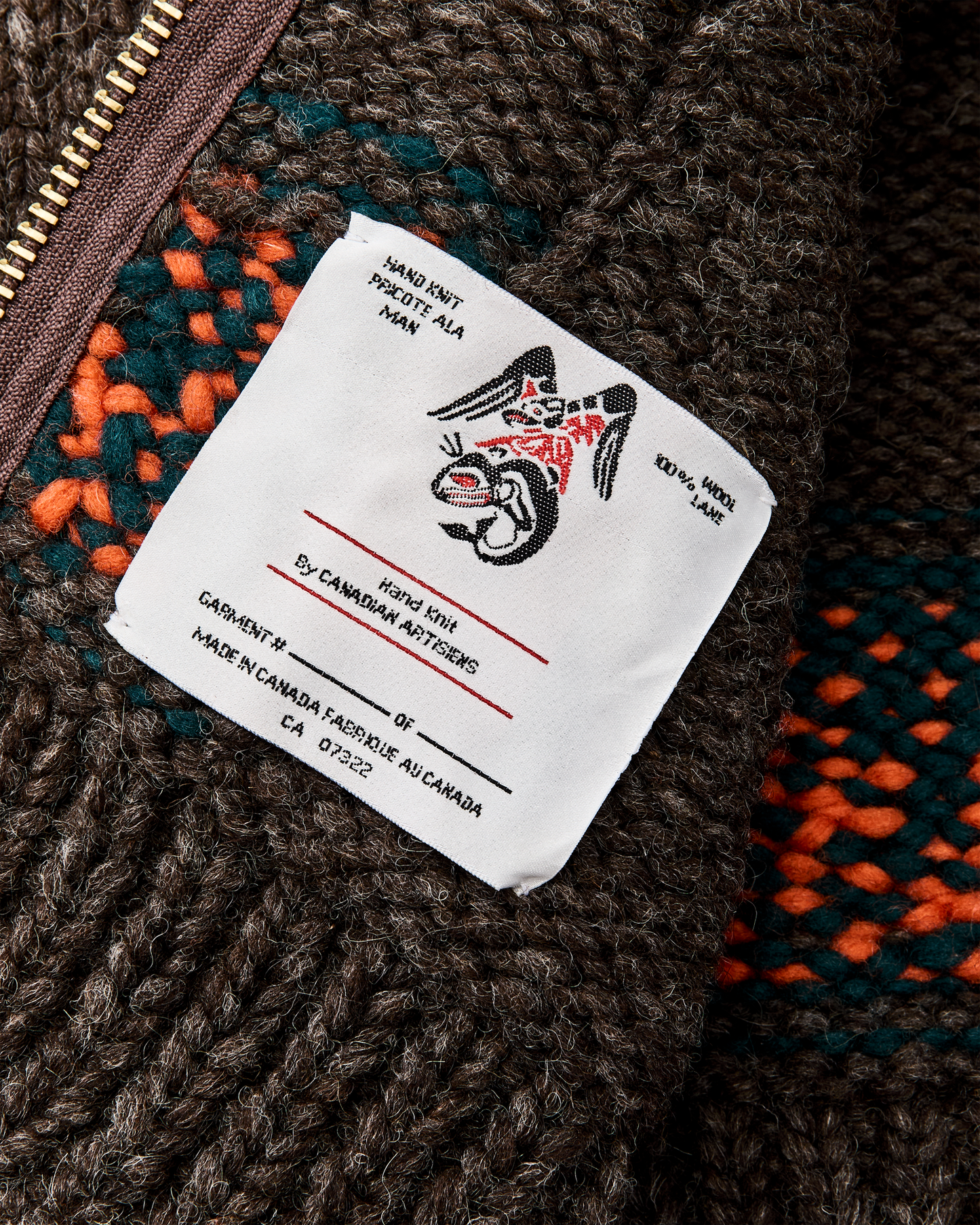 Handmade Full-zip Sweater - Heather Brown / Mallard