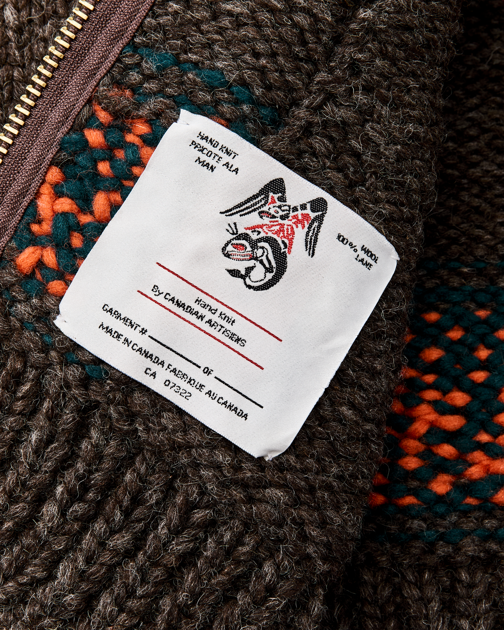 Handmade Full-zip Sweater - Heather Brown / Mallard