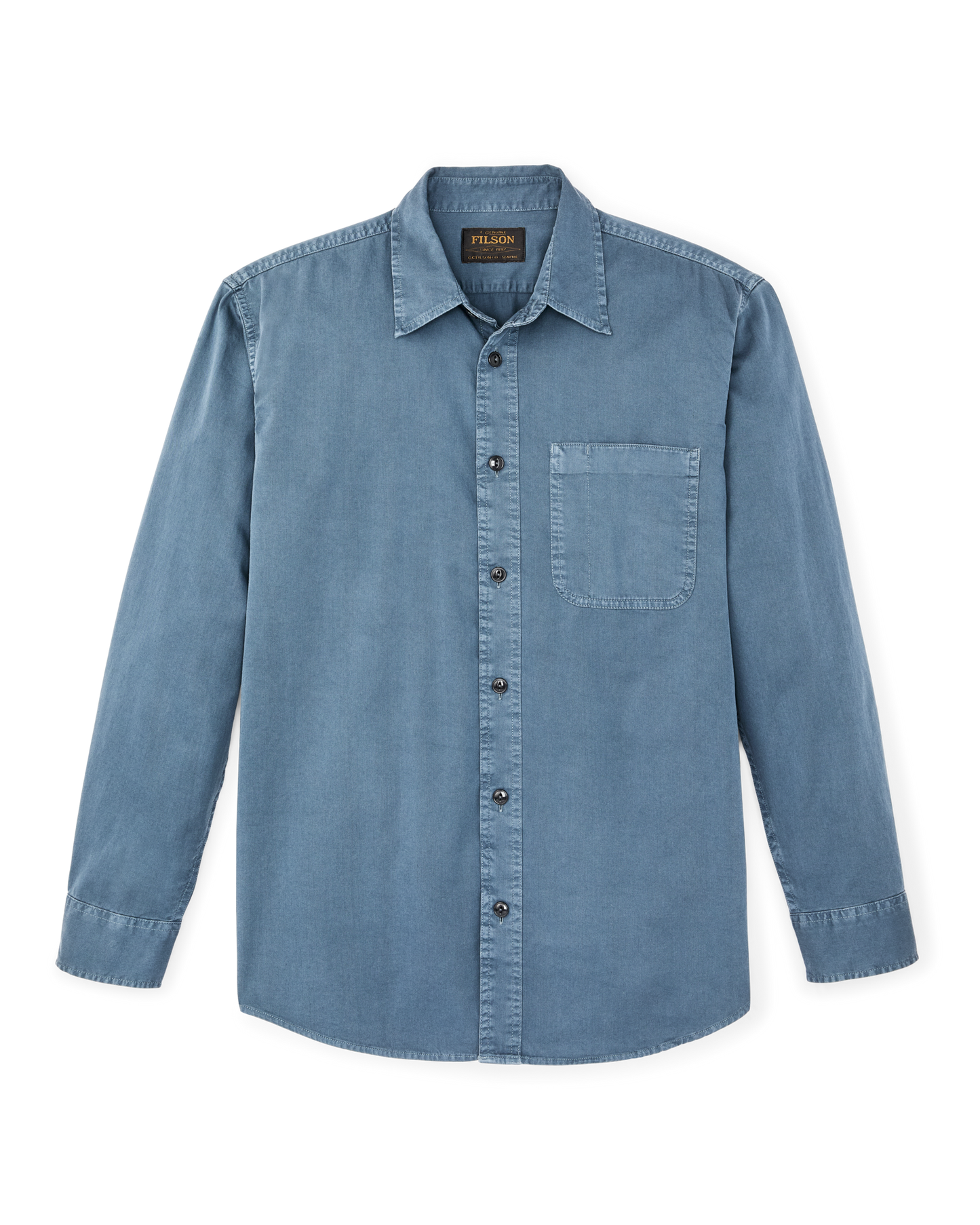 Front-facing image of the Filson 4.5-oz. Twill Shirt - Orion Blue