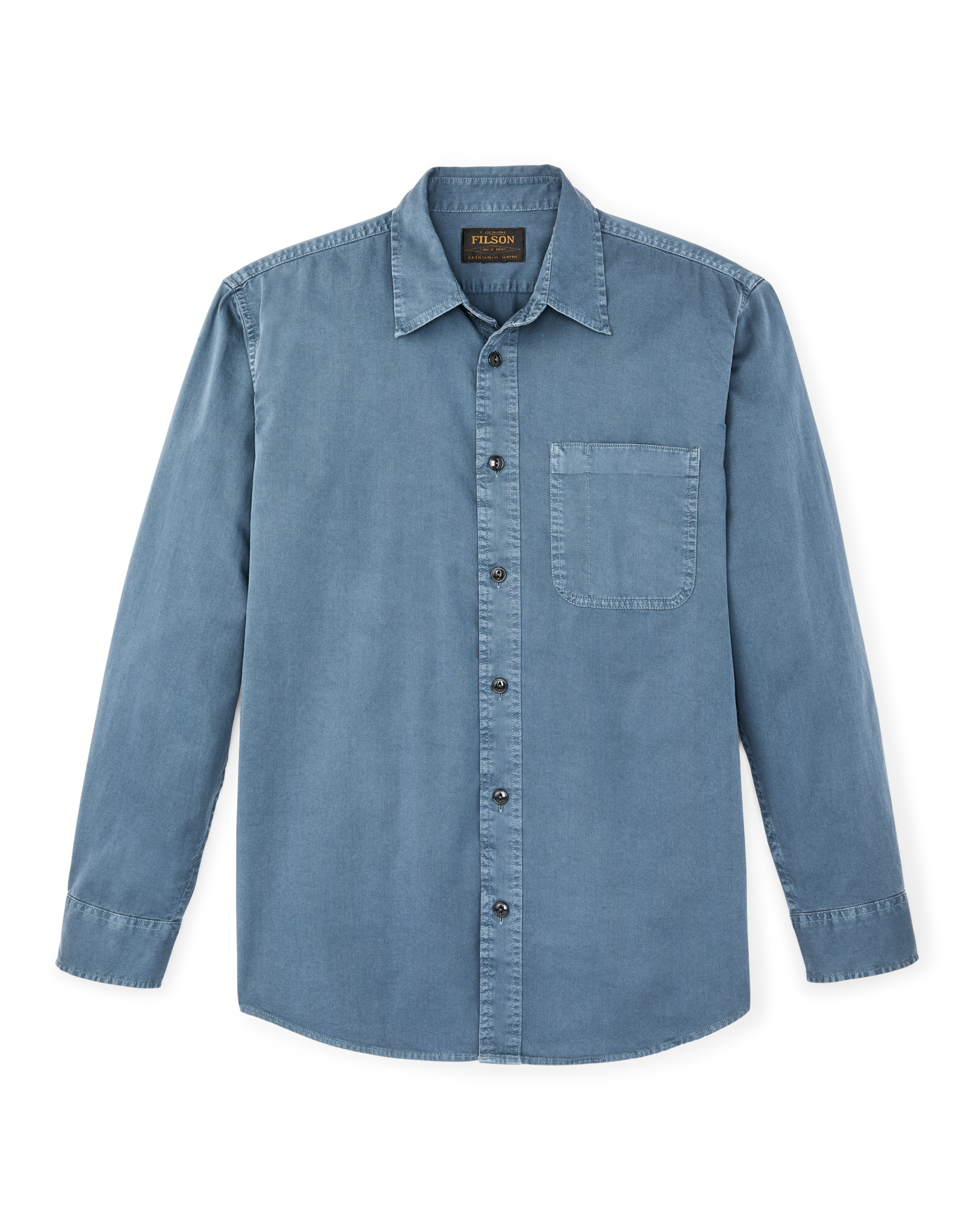 Front-facing image of the Filson 4.5-oz. Twill Shirt - Orion Blue