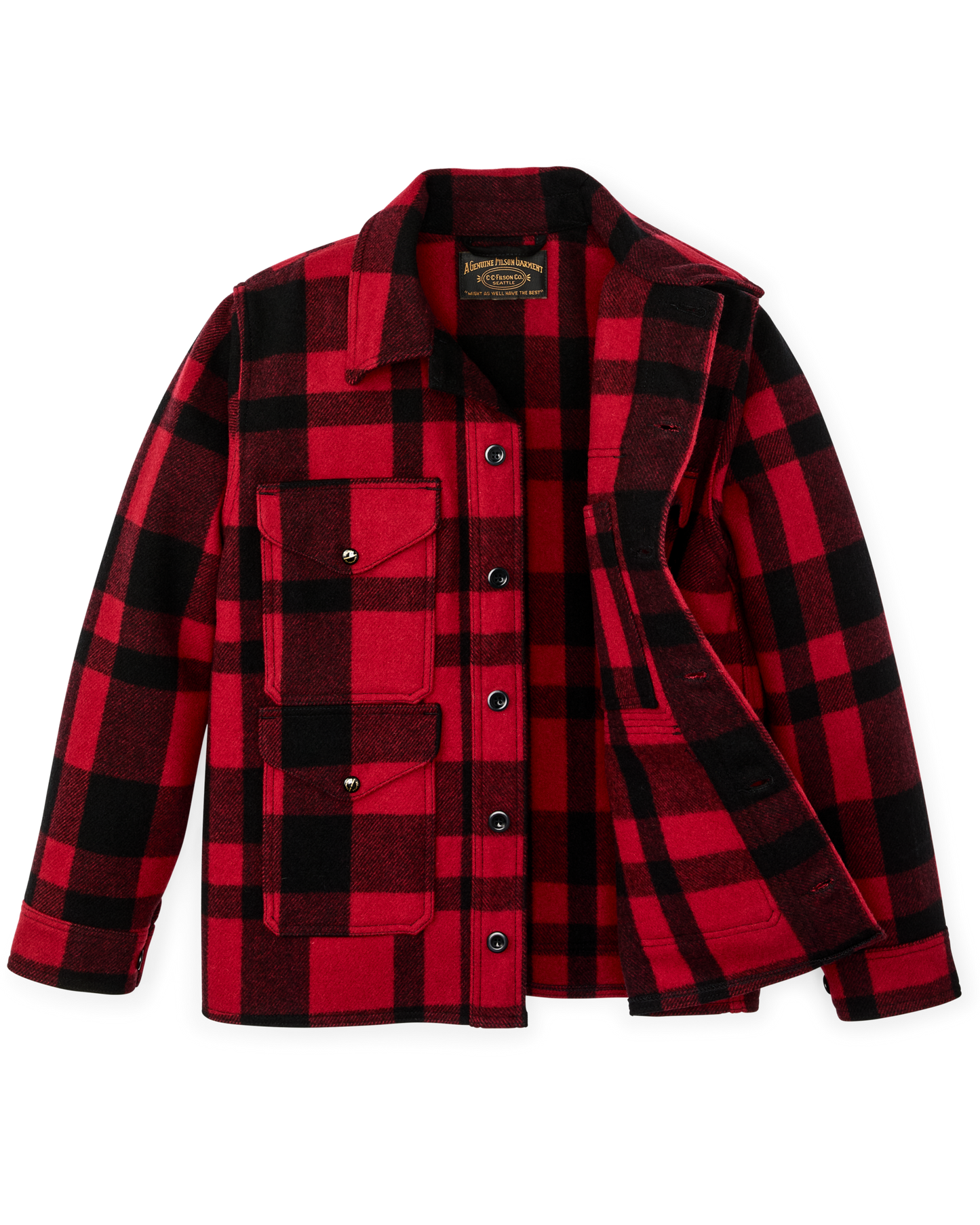 1940s Mackinaw Wool Cruiser Jacket - Red / Black Heritage Plaid