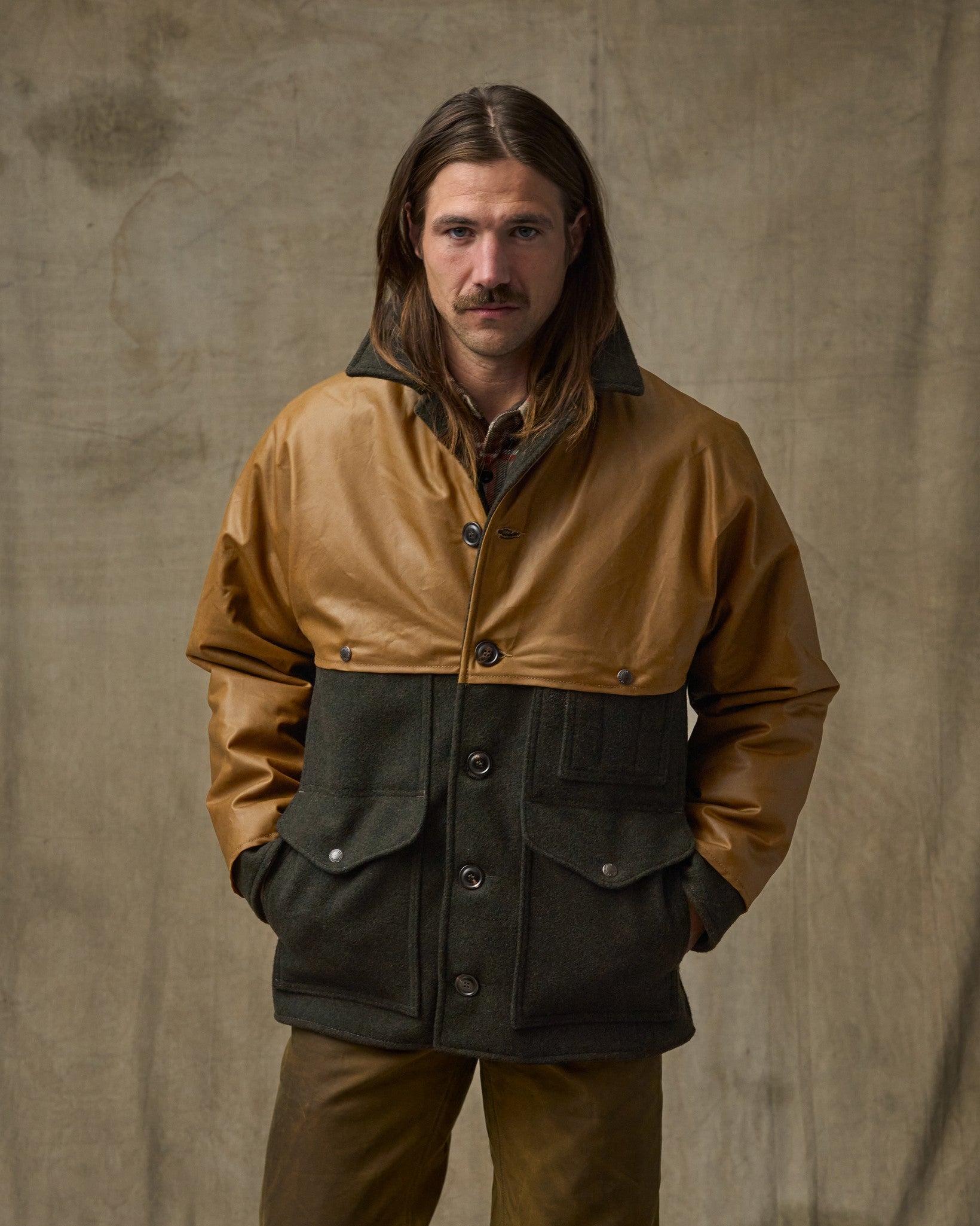 Mackinaw Wool Caped Cruiser Jacket - Peat Black / Dark Tan | Filson Mackinaw Wool Caped Cruiser Jacket - Peat Black / Dark Tan | Filson