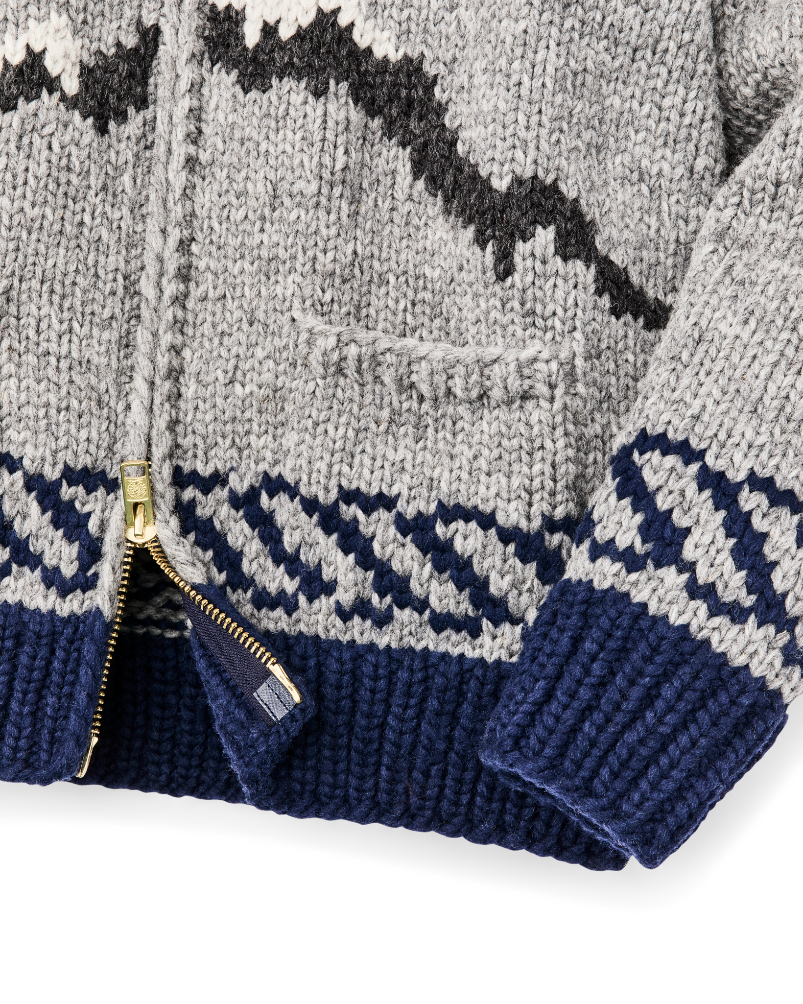 Handmade Full-zip Sweater - Heather Gray / Fishing Boat