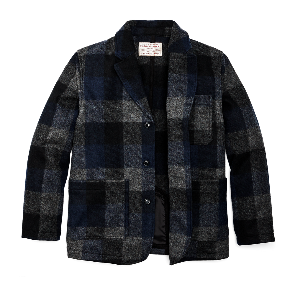 Alternate view of the Filson Mackinaw Wool Blazer - Charcoal/black/navy Buffalo Plaid