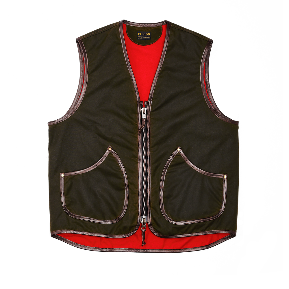 Front-facing image of the Filson Filson X Sidnaw Vest - Burnt Olive