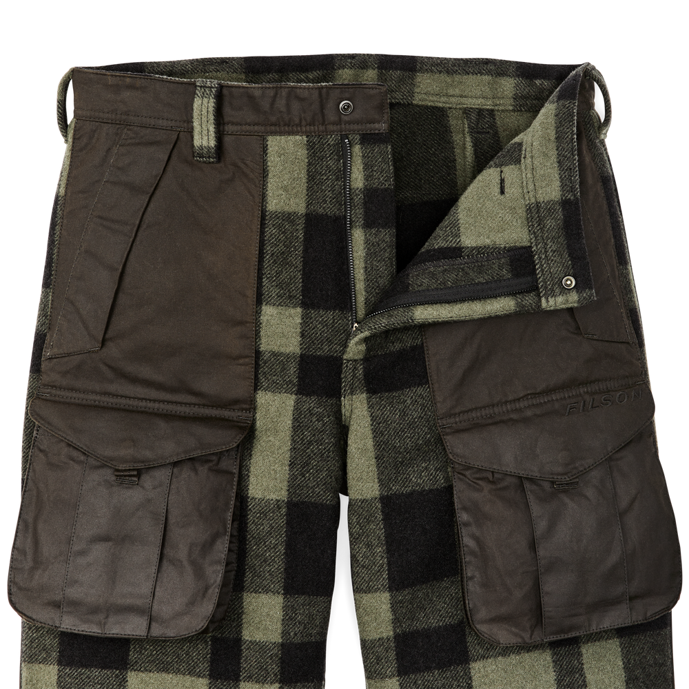 Alternate view of the Filson Mackinaw Wool Hunting Pants - Otter Green / Black Heritage Plaid X