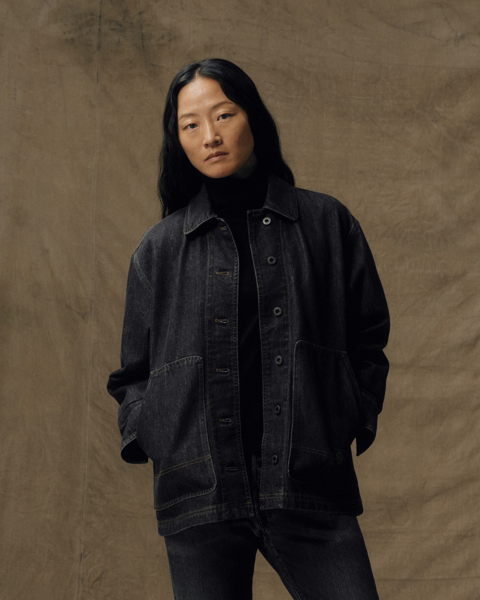 Women's Denim Barn Coat - Rinse Black