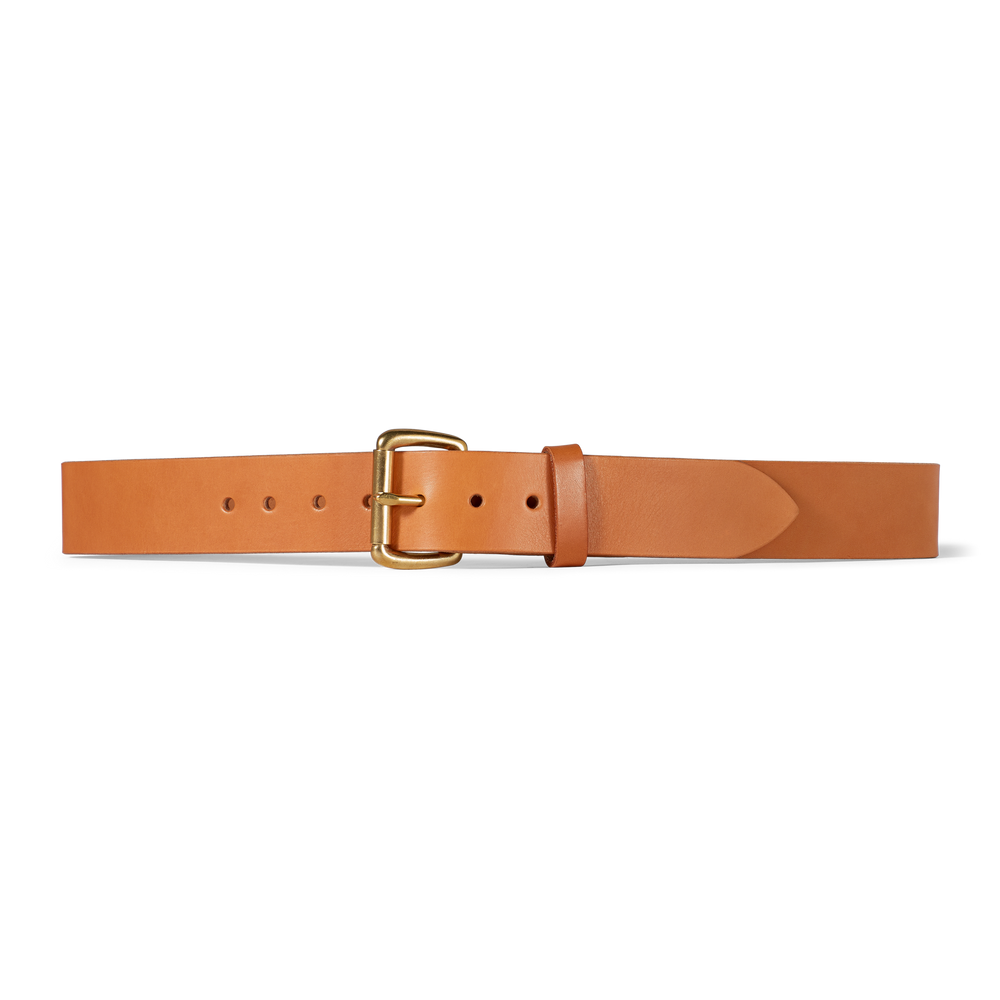 Front-facing image of the Filson 1 1/2" Bridle Leather Belt - Tan Leather