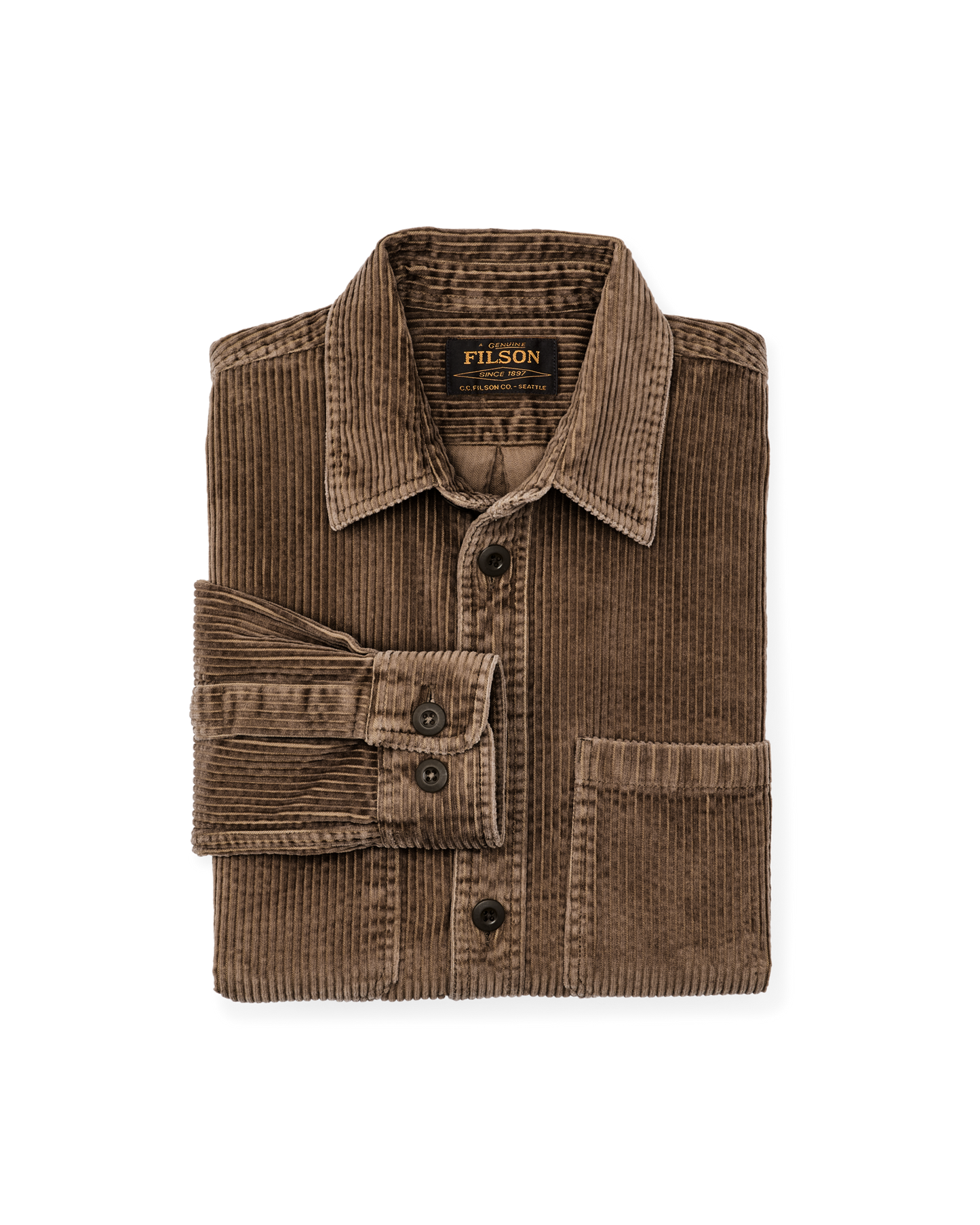 6-wale Corduroy Shirt - Brown