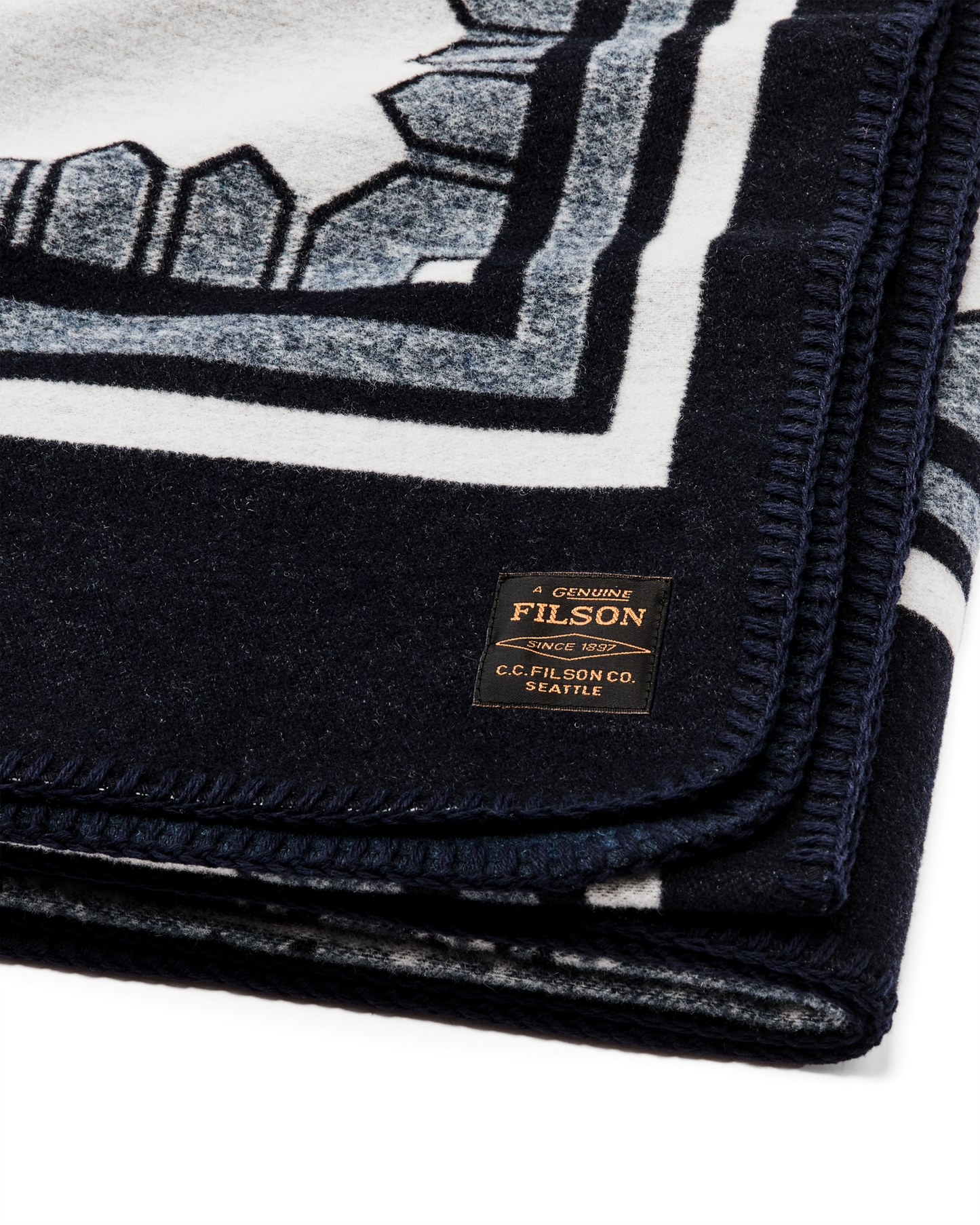 Wool-blend Blanket - Navy / Mountain Sea