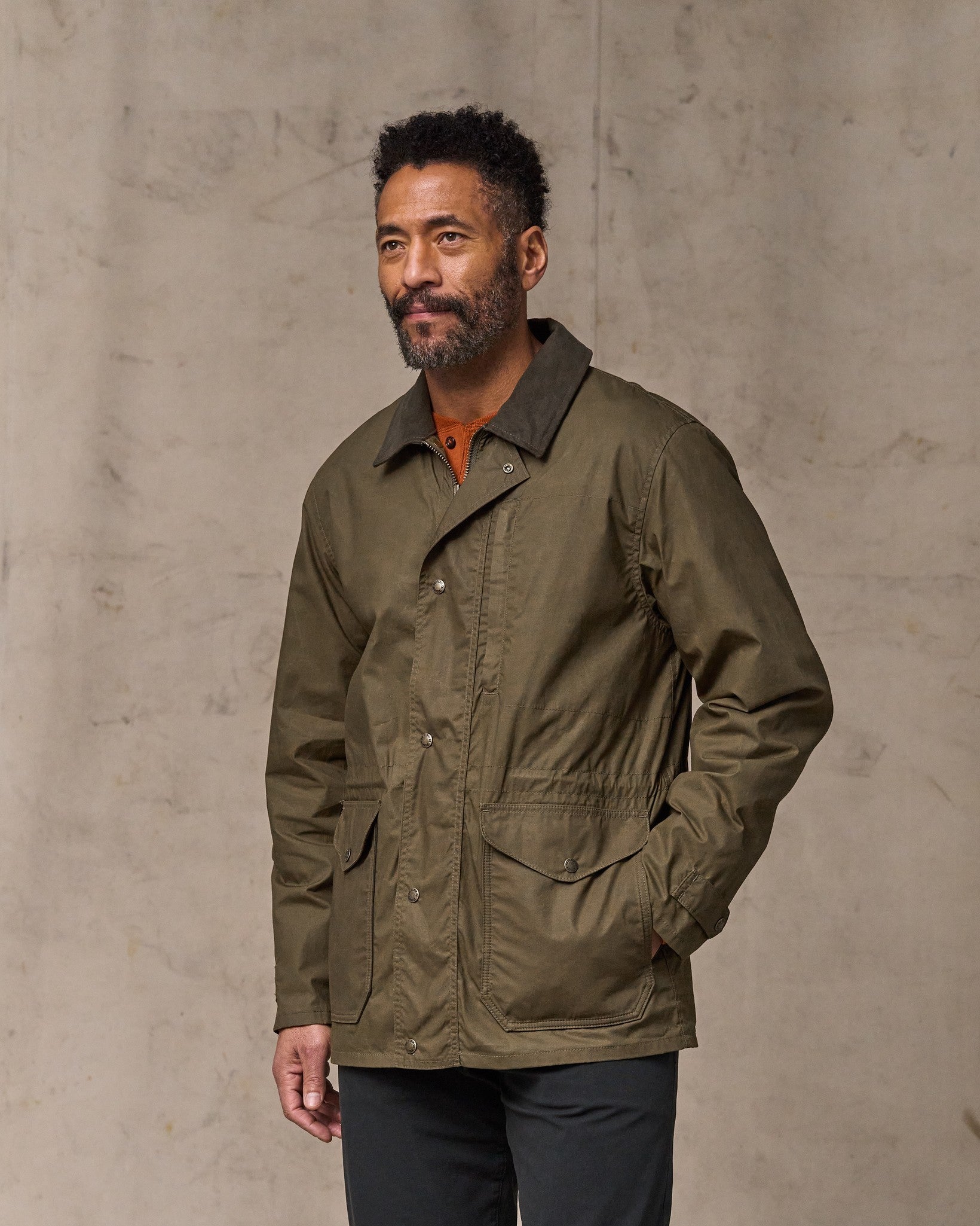 Dry Wax Mile Marker Coat - Burnt Olive | Filson