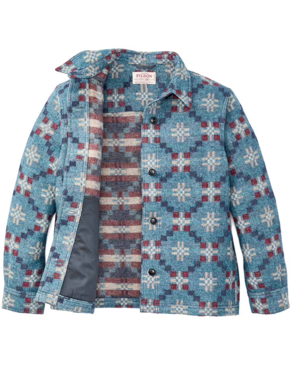 Women's Wool Overshirt - Turquoise Multicolor