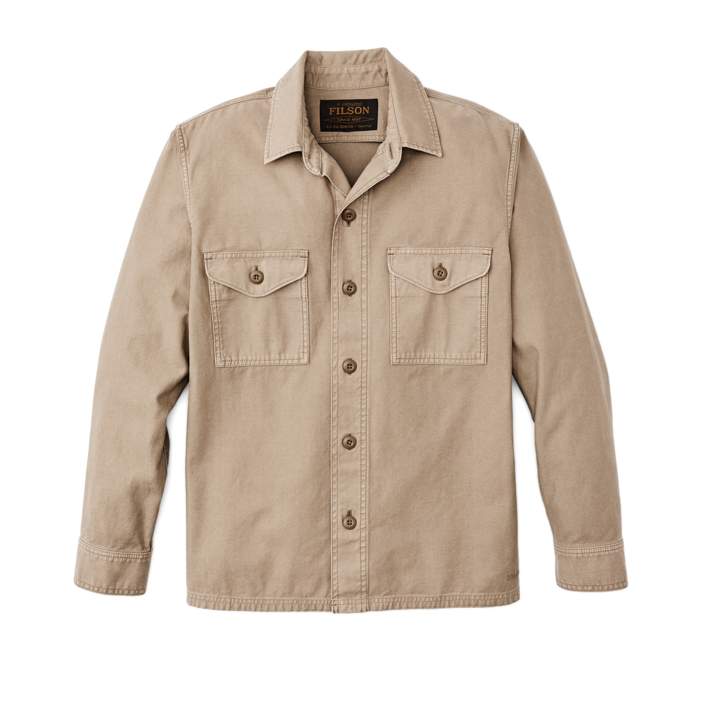 Front-facing image of the Filson Field Jac-shirt - Gray Khaki