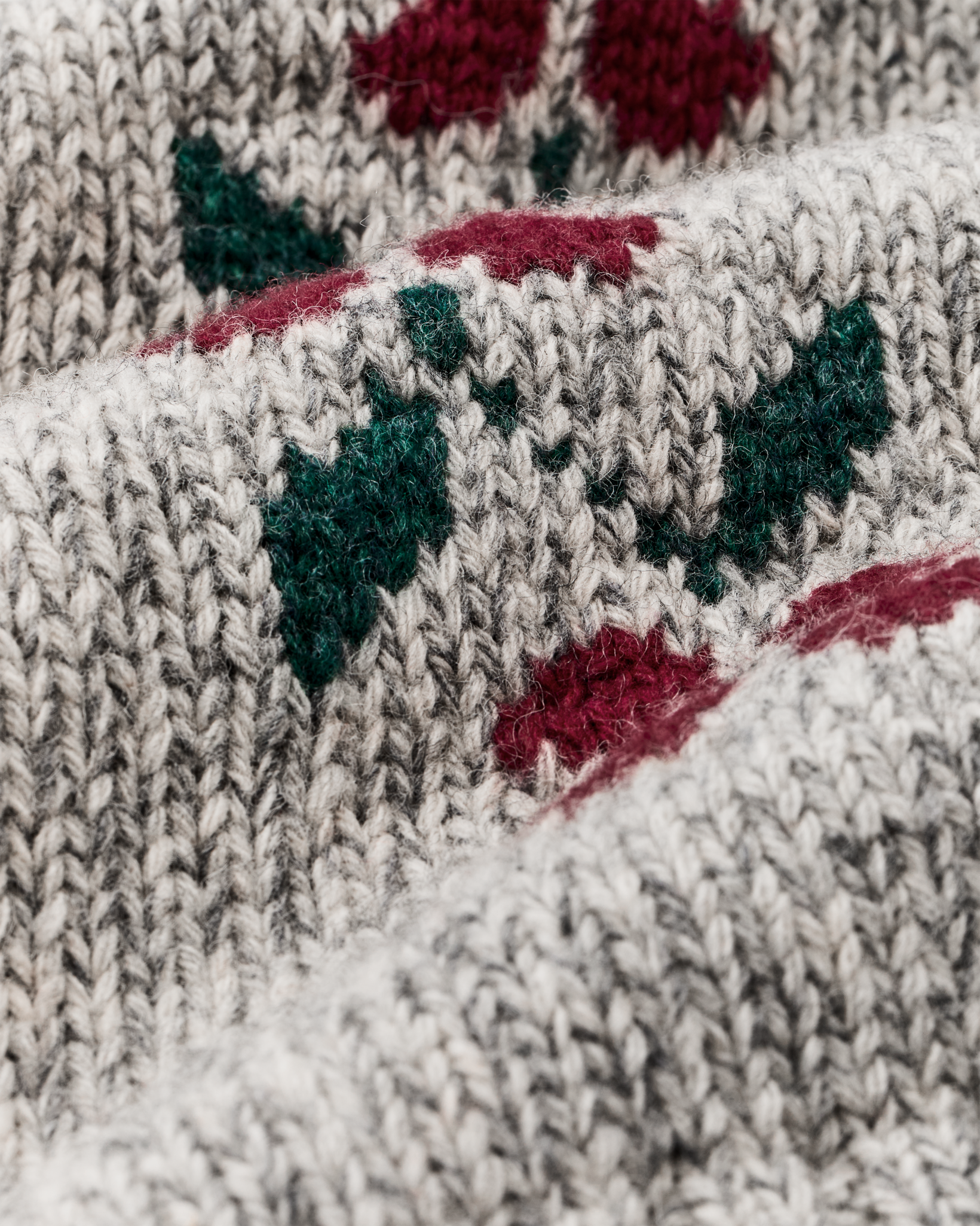 Women's Zippered Wool Sweater - Gray / Flower