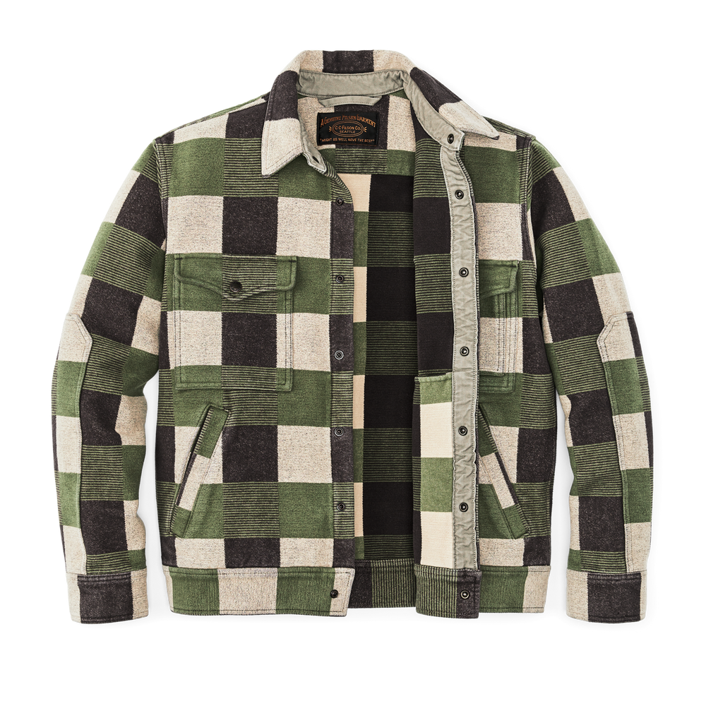Alternate view of the Filson Beartooth Camp Jacket - Cinder / Olive Check