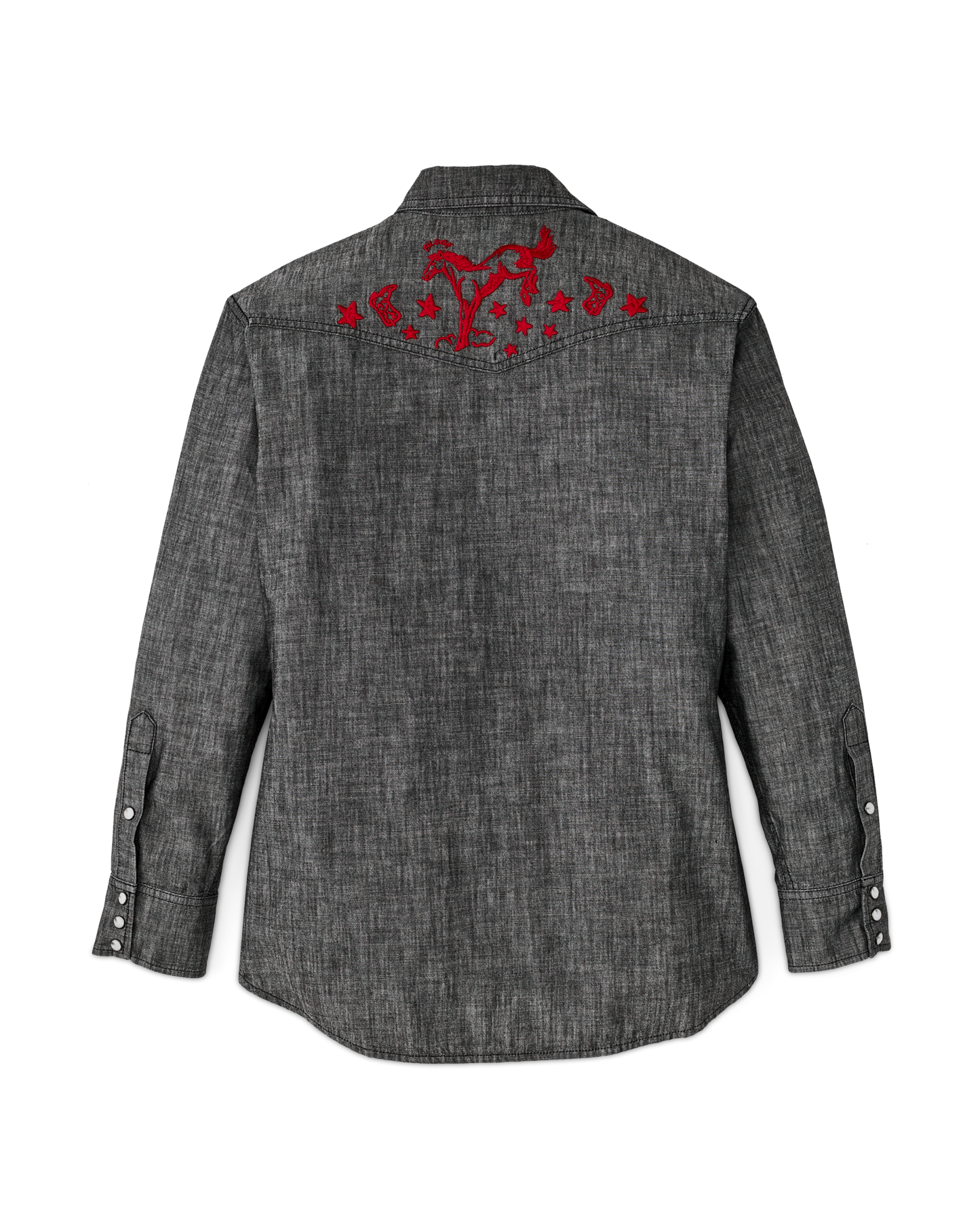 Women's Embroidered Western Shirt - Black Chambray / Western