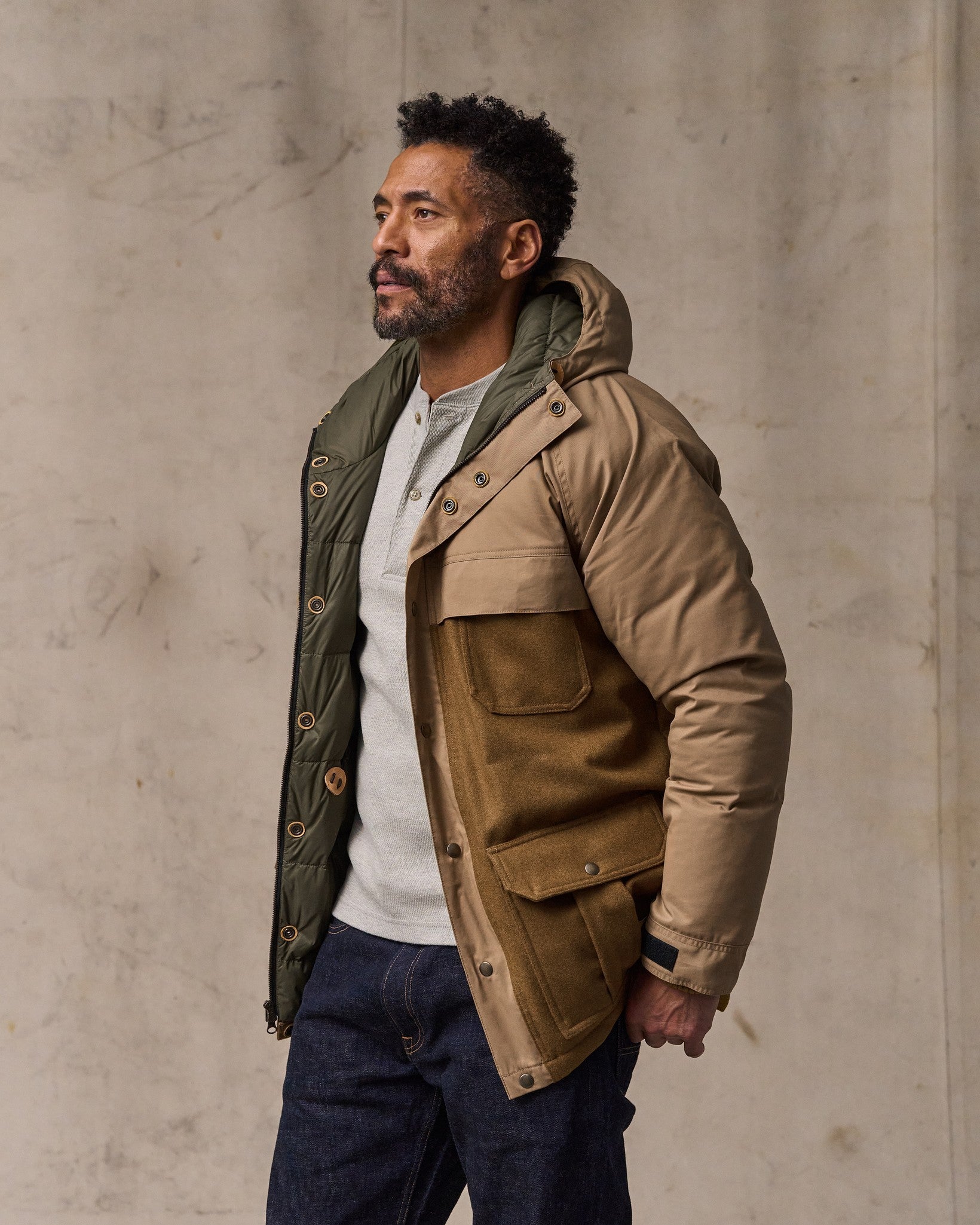 Filson X Crescent Down Works Parka - Dark Tan / Tan | Filson