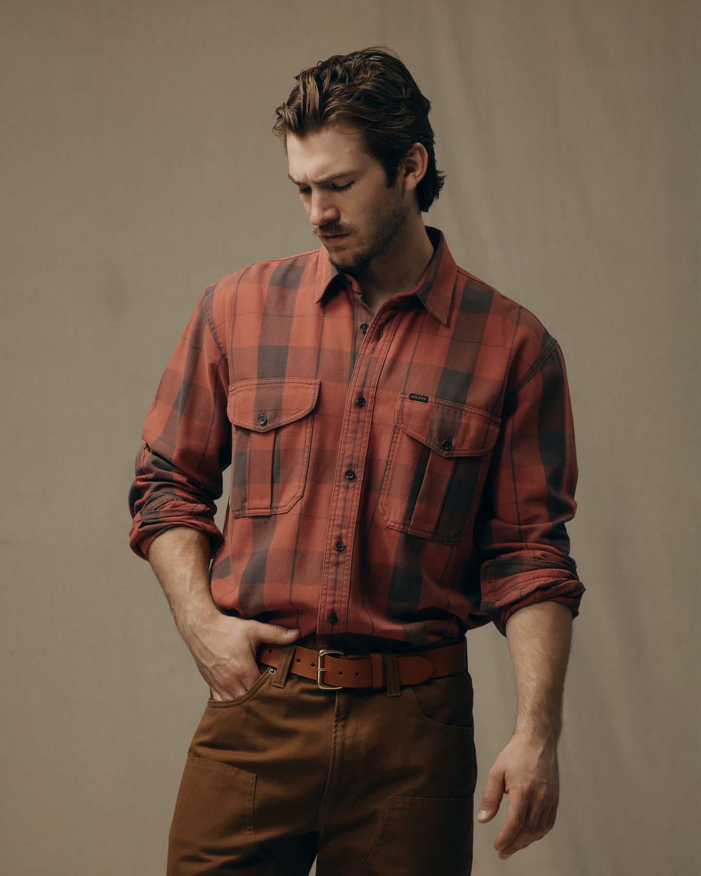 Vintage Wash Alaskan Guide Shirt - Sequoia / Dark Bown Plaid