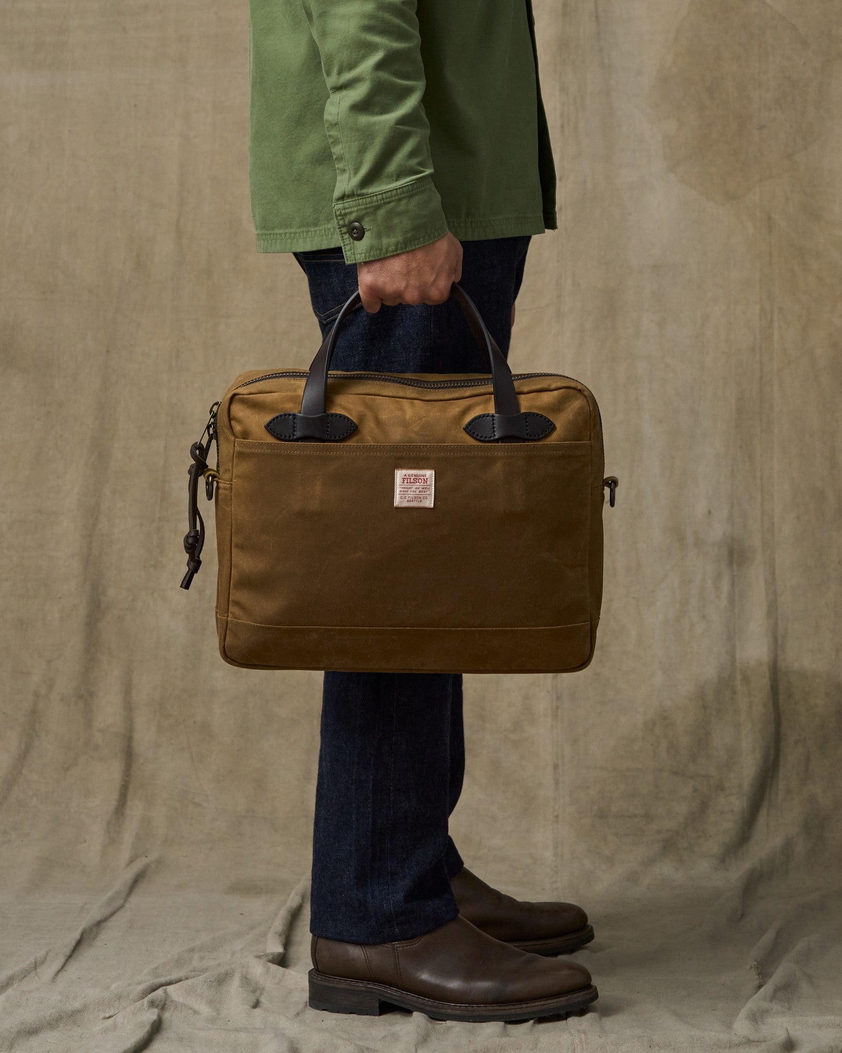 Tin Cloth Compact Briefcase - Dark Tan | Filson