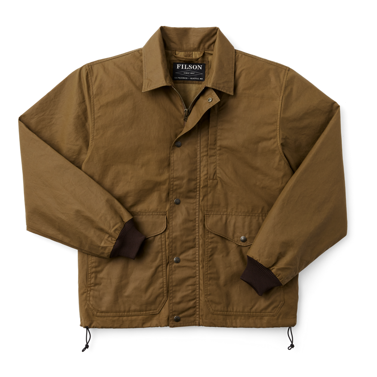 Front-facing image of the Filson Aberdeen Work Jacket - Dark Tan