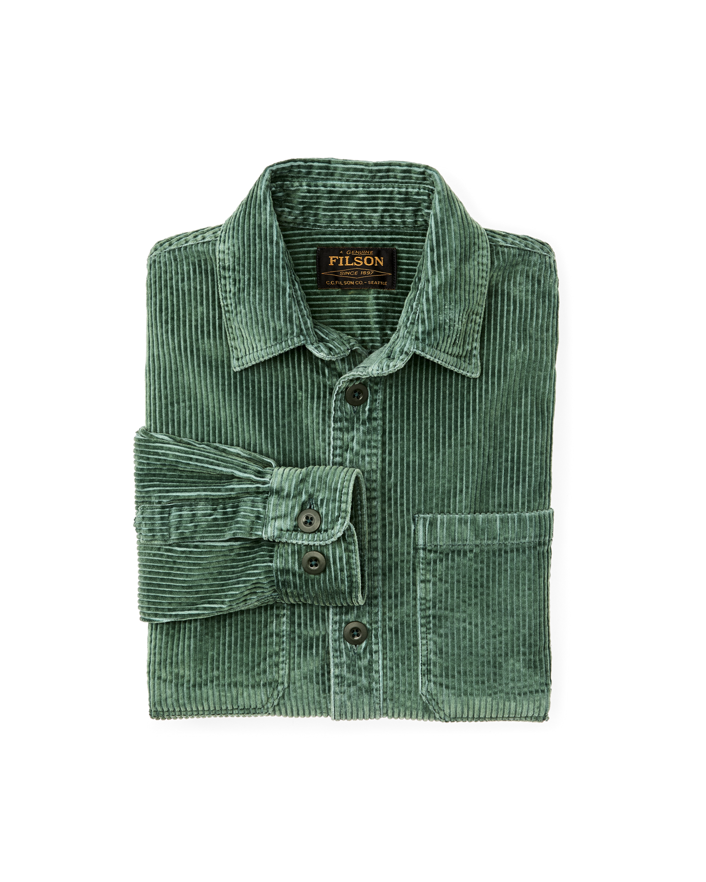 6-wale Corduroy Shirt - Seabed Green
