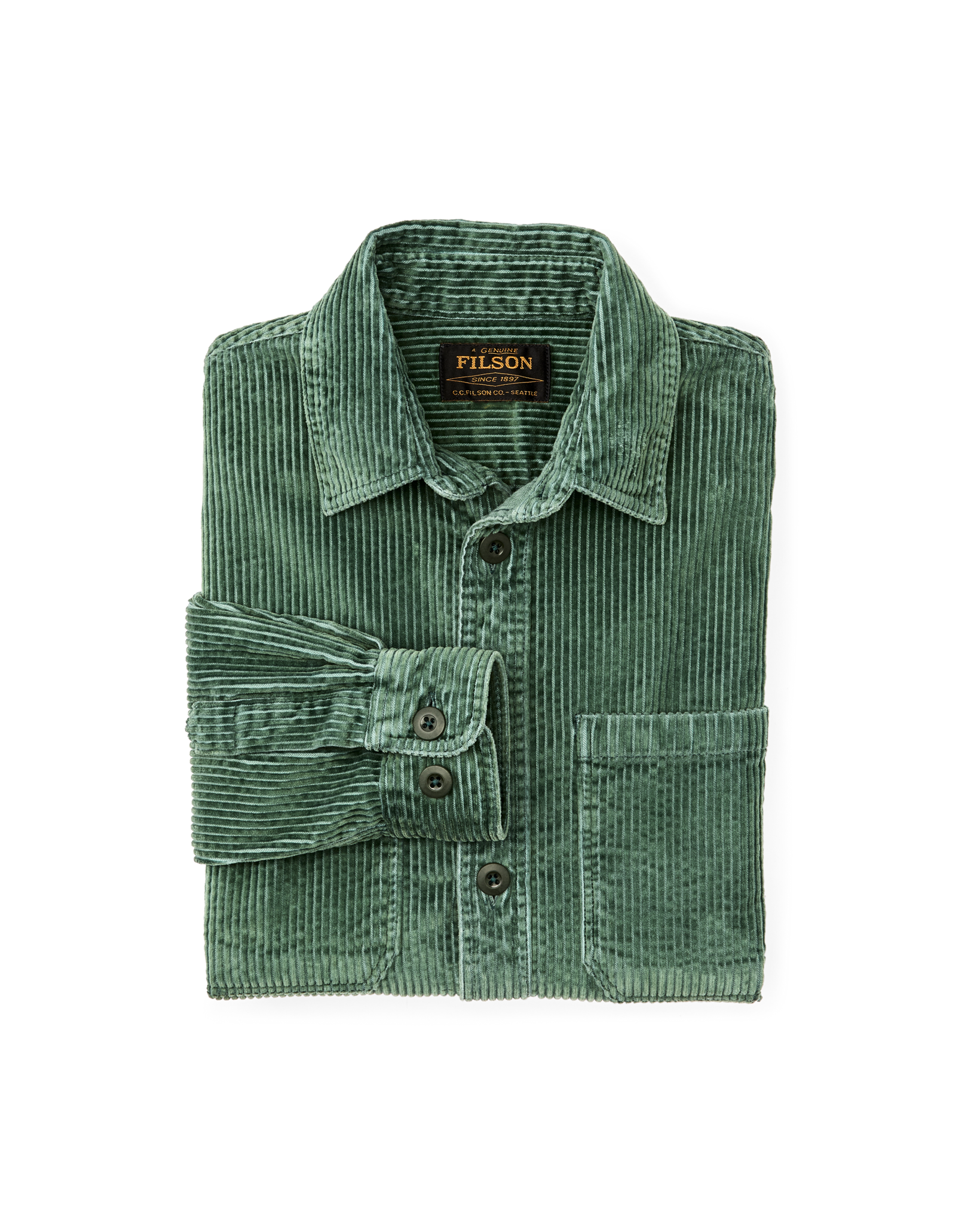 6-wale Corduroy Shirt - Seabed Green