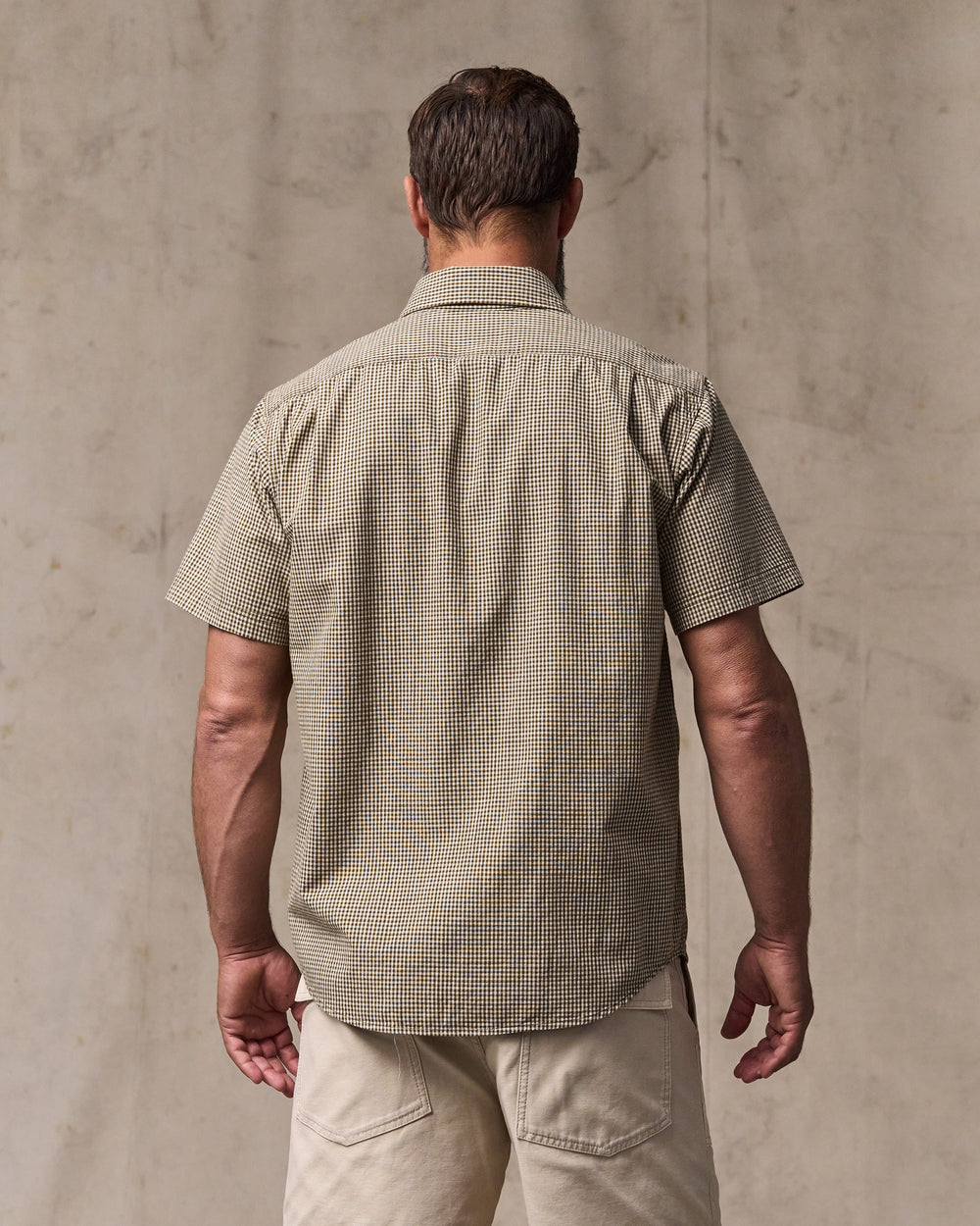 Short Sleeve Chambray Shirt - Coffee / Natural Plaid