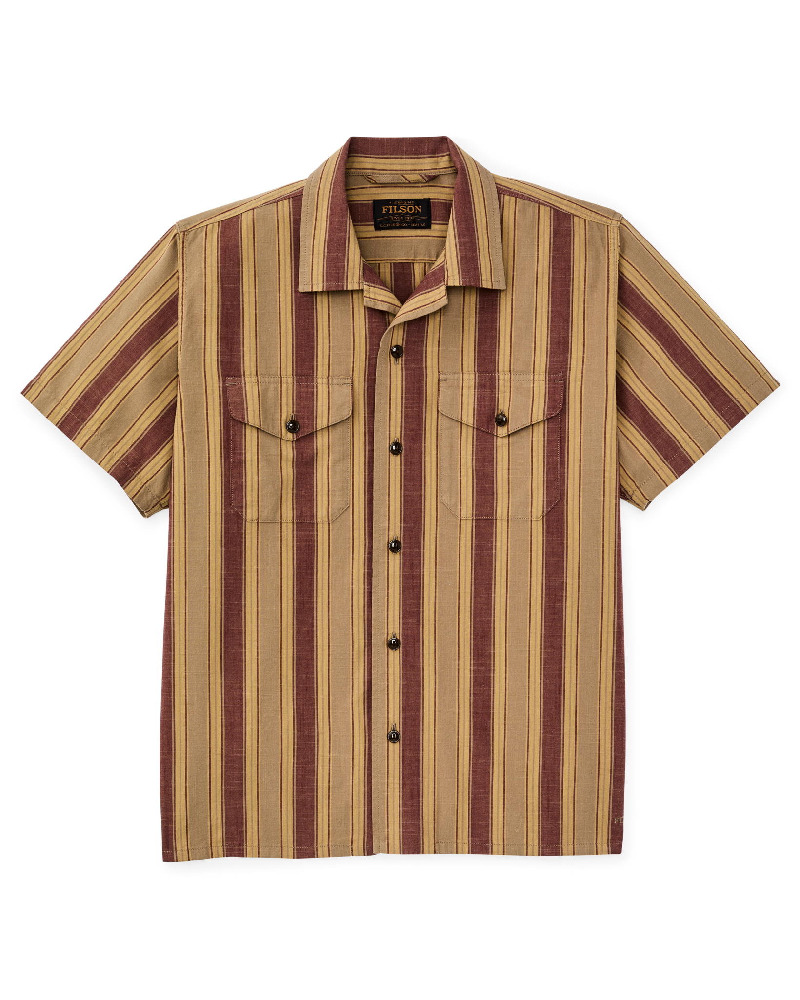 Chambray Camp Shirt - Brick / Tan
