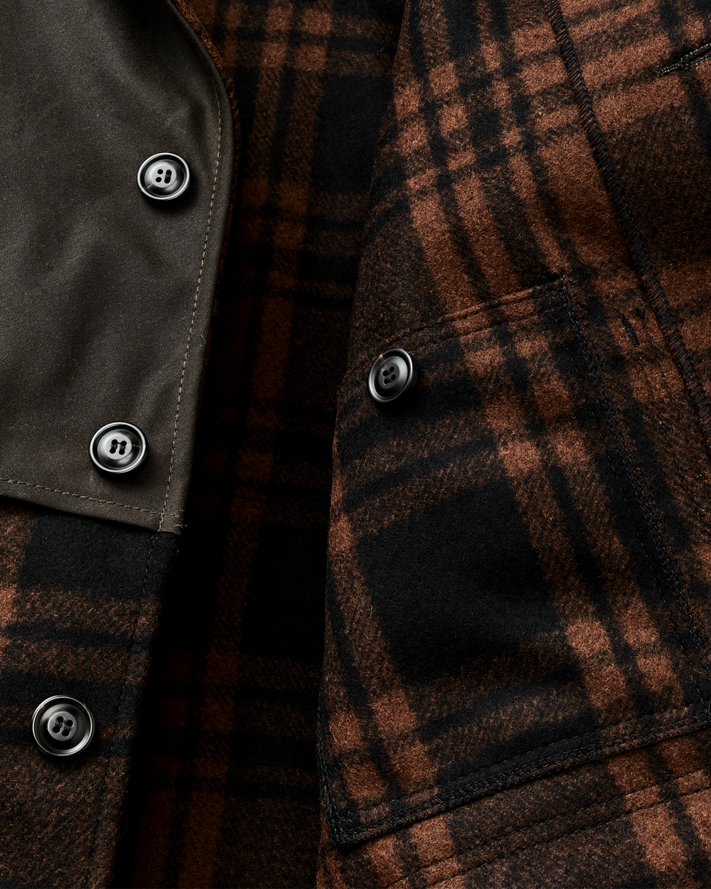Alternate view of the Filson Mackinaw Wool Caped Cruiser Jacket - Brick Plaid
