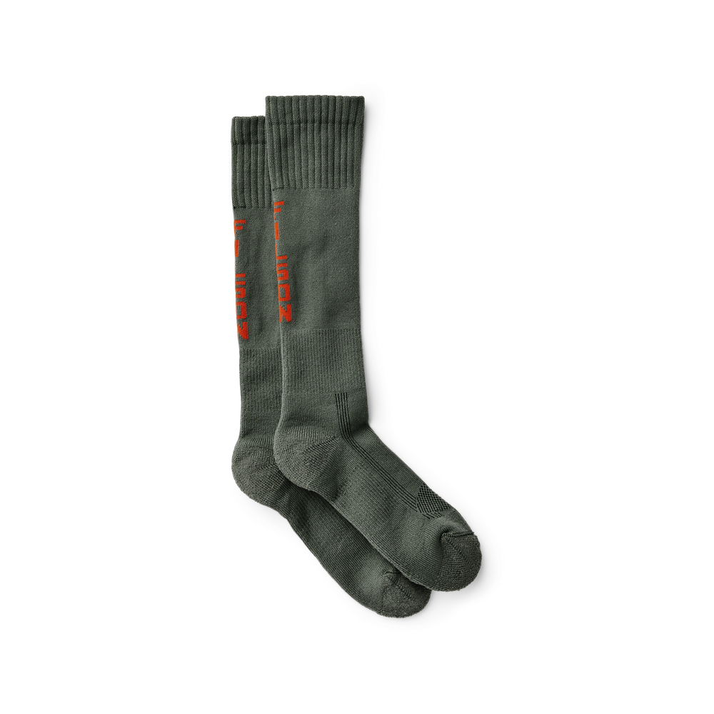 Front-facing image of the Filson Technical Boot Socks - Olive