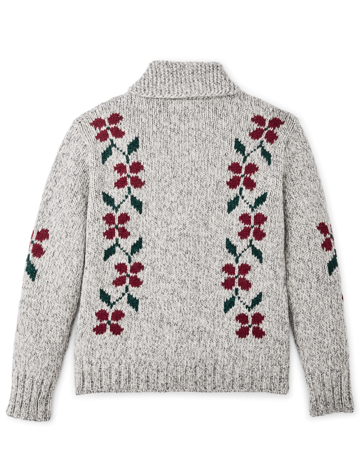 Women's Zippered Wool Sweater - Gray / Flower