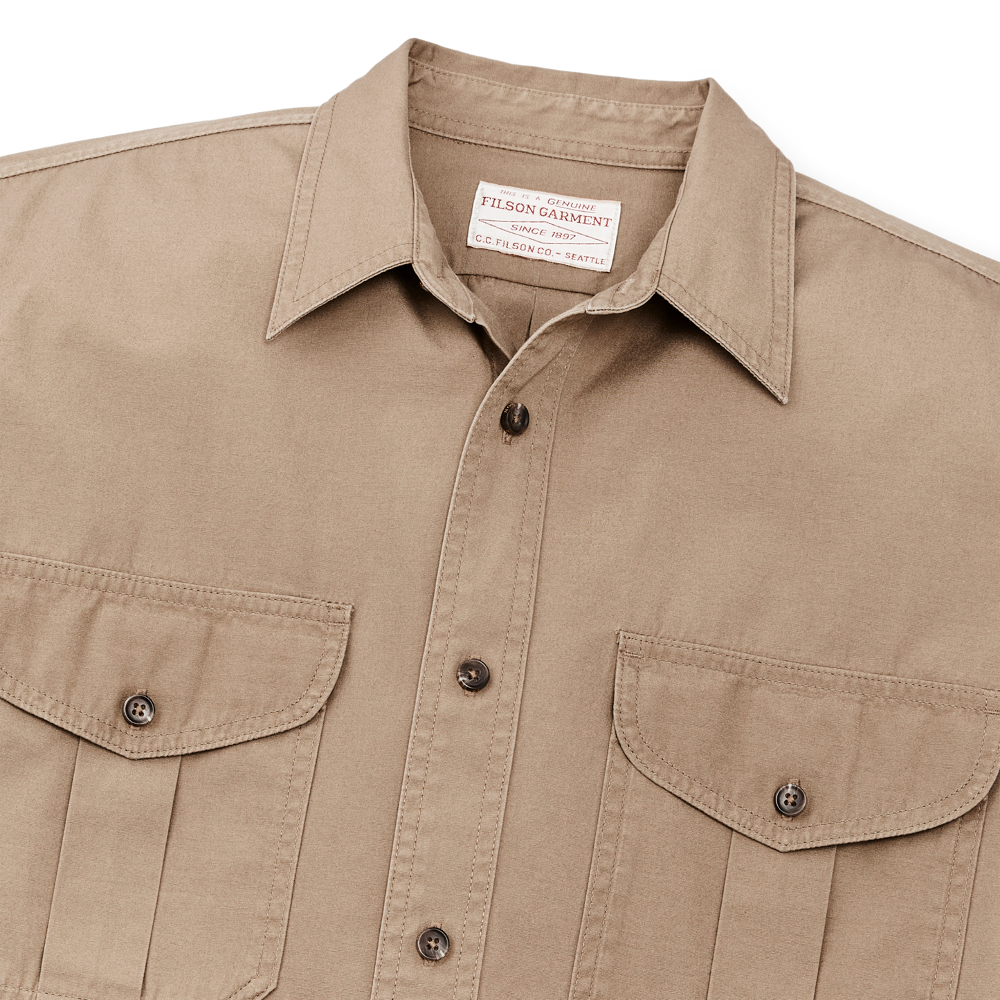 Alternate view of the Filson Safari Cloth Guide Shirt - Safari Khaki