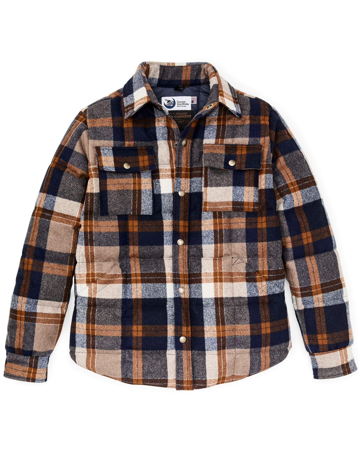 Filson X Crescent Down Works Jacket - Navy / Bronze Plaid