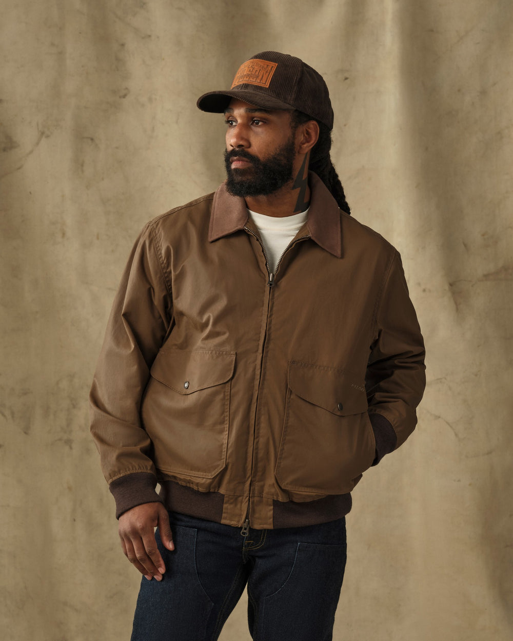 Cover Cloth Bomber Jacket - Dark Tan