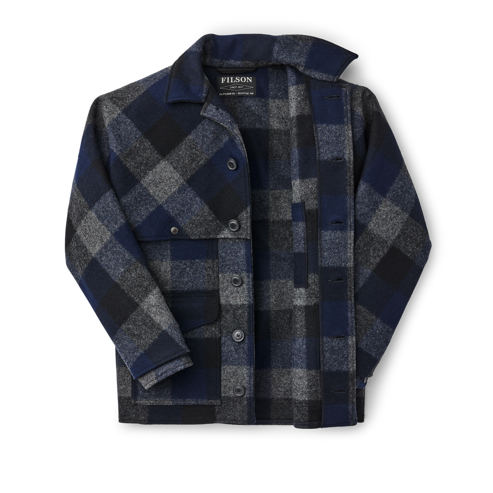 Alternate view of the Filson Double Mackinaw Cruiser - Charcoal/black/navy Buffalo Plaid