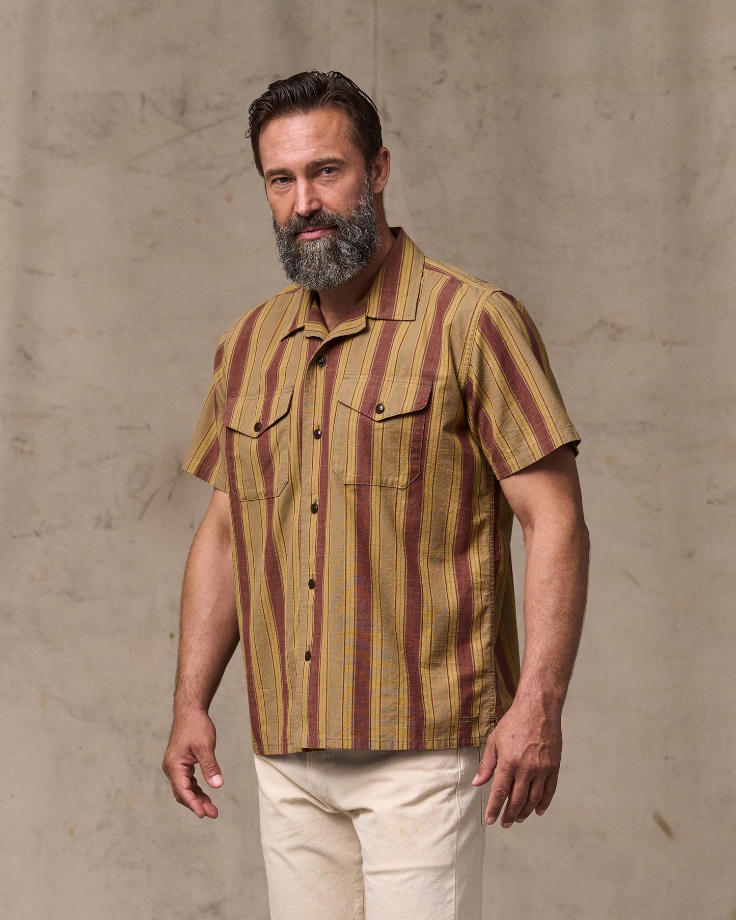 Chambray Camp Shirt - Brick / Tan