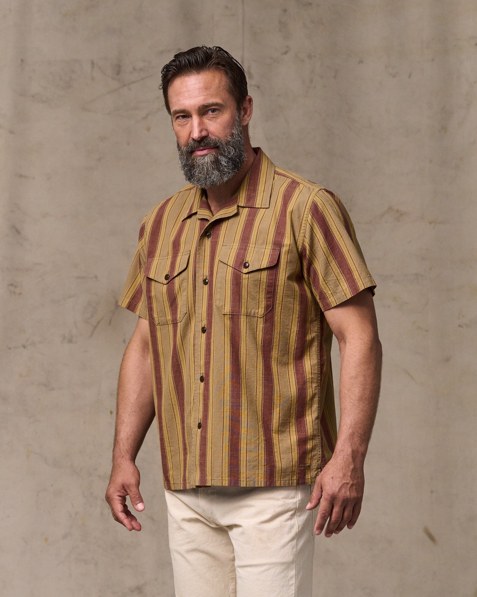 Chambray Camp Shirt - Brick / Tan