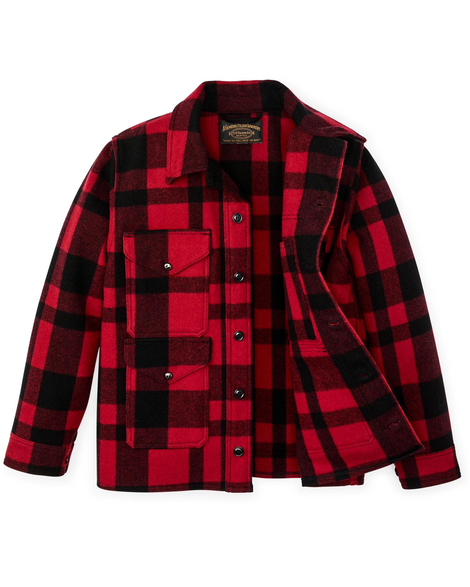 1940s Mackinaw Wool Cruiser Jacket - Red / Black Heritage Plaid