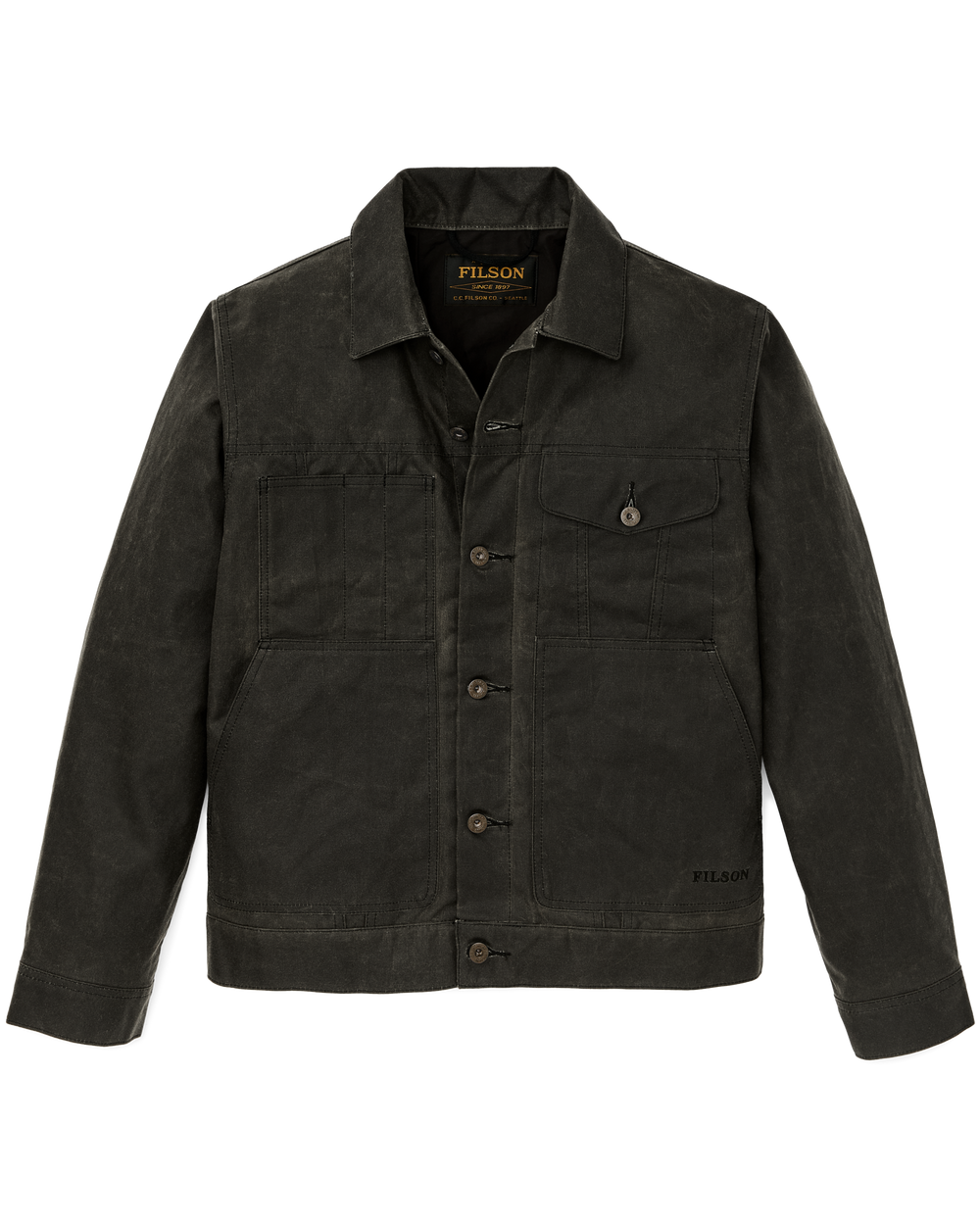 Front-facing image of the Filson Tin Cloth Short Lined Cruiser Jacket - Beluga